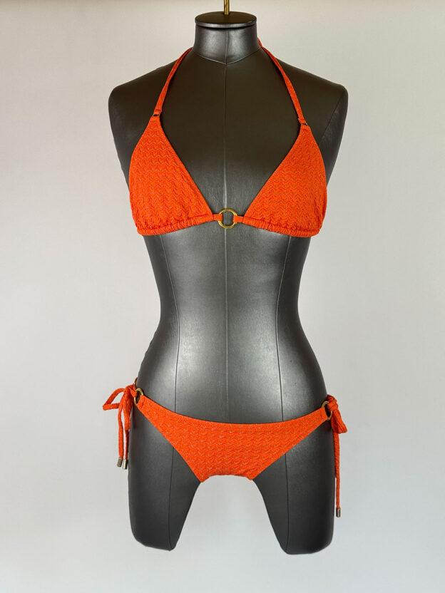 Pre-Owned Melissa Odabash Orange Triangle Bikini Size 10 - Image 2