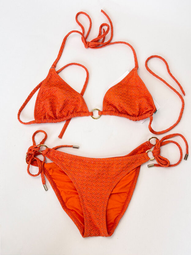 Pre-Owned Melissa Odabash Orange Triangle Bikini Size 10