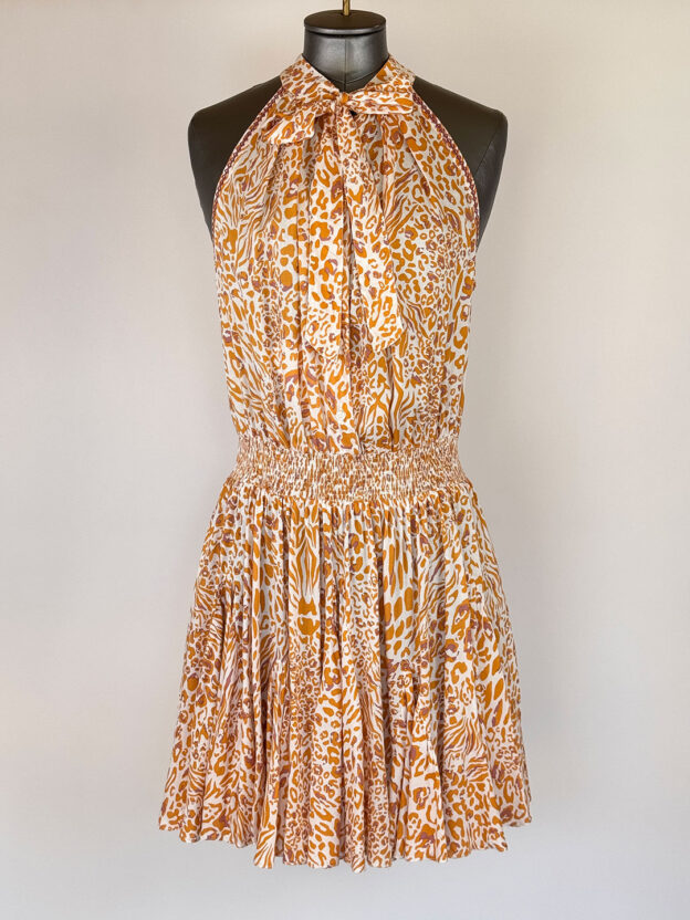 Pre-Owned Poupette St Barth Orange Animal Print Dress Size S