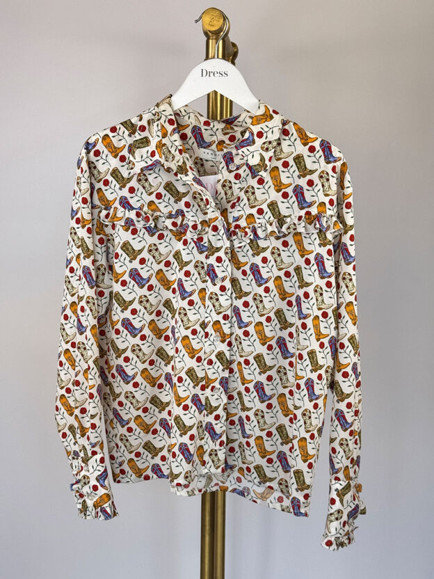 Pre-Owned Sandro Cowboy Boot Shirt Size 2 (UK 10)