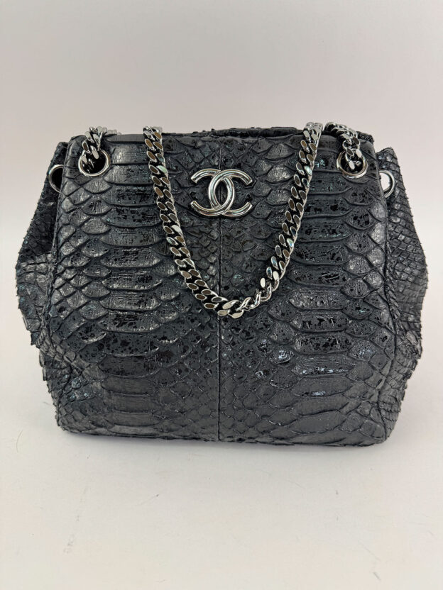 Pre-Owned Chanel Python Buckey Bag Silver hardware