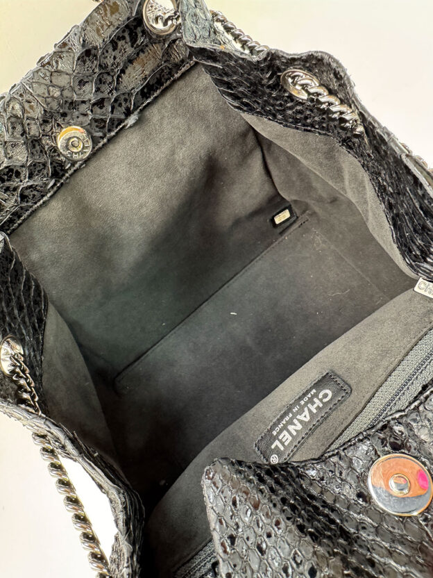 Pre-Owned Chanel Python Buckey Bag Silver hardware - Image 7