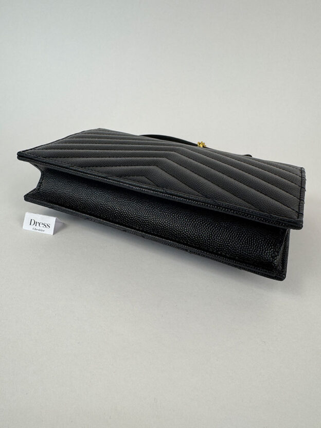 Pre-Owned YSL Black Mono Envelope Wallet On A Chain - Image 6