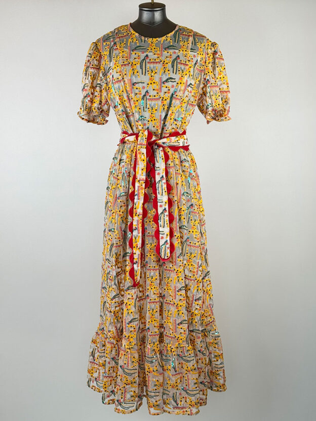 Pre-Owned Celia Sequin Orange Maxi Dress Size S