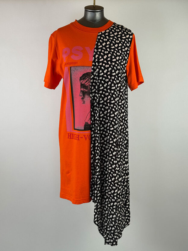 Pre-Owned McQ By Alexander McQueen Orange And Black T-Shirt Dress Size S