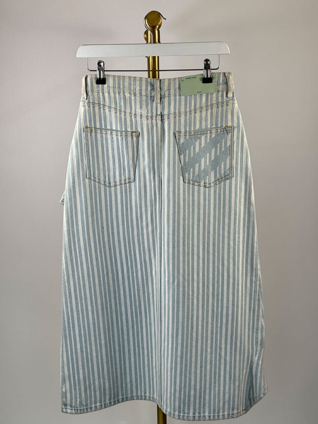 Pre-Owned Off White Denim Long Striped Skirt Size IT 40 (UK 8) - Image 2