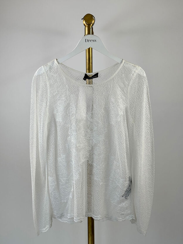 Pre-Owned The Kooples White Lace Top Size M