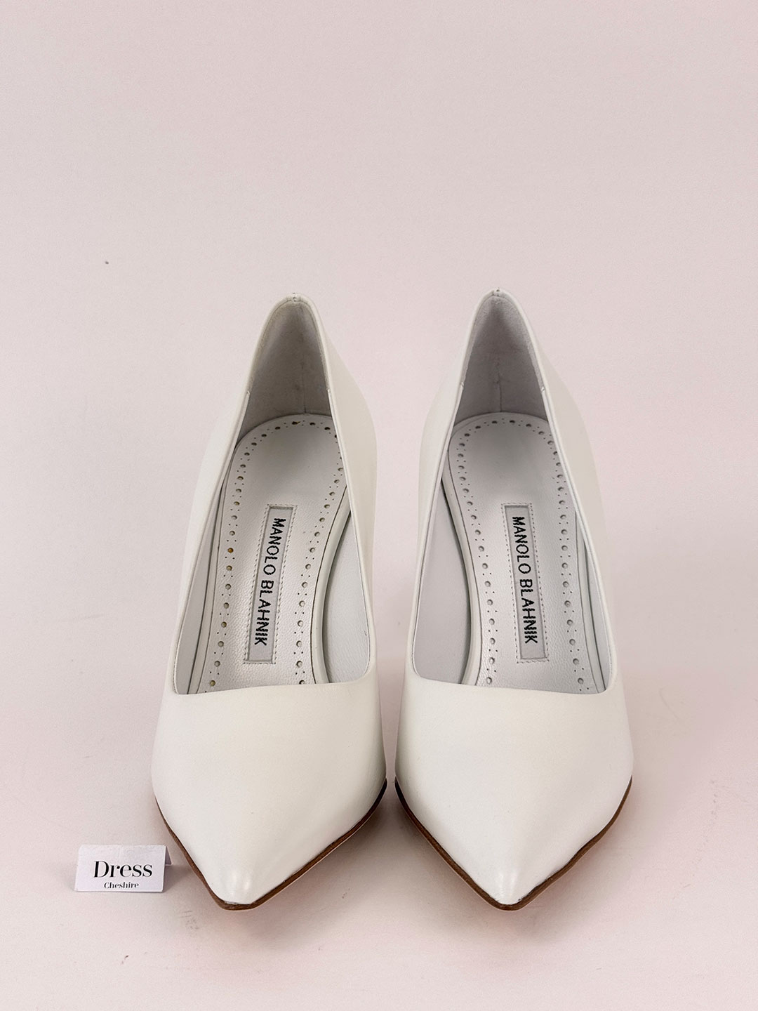 Pre-Owned Manolo Blahnik White Heels Size 37 (UK 4) - Dress