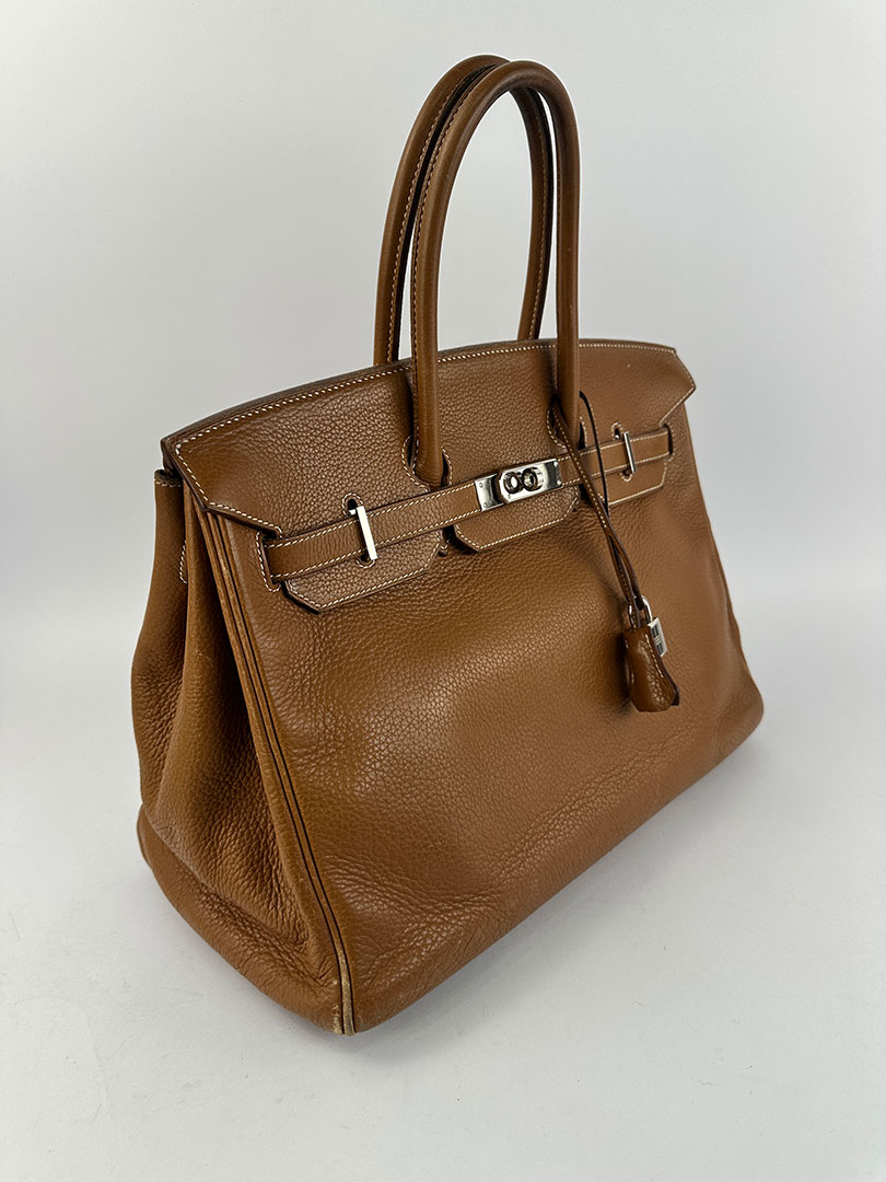 Pre-Owned Hermes Birkin 35 Gold Clemence PHW - Image 3