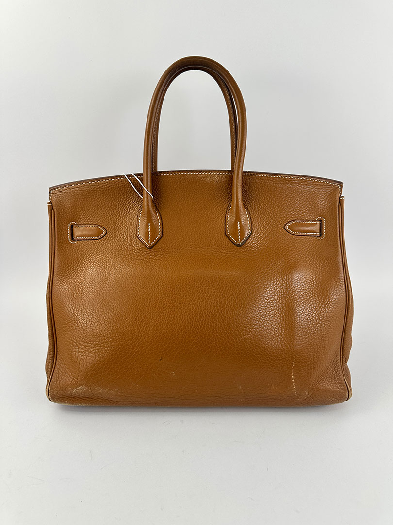 Pre-Owned Hermes Birkin 35 Gold Clemence PHW - Image 5