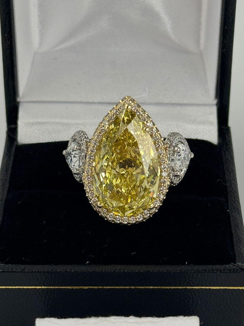 15ct Yellow Pear Lab Diamond Ring