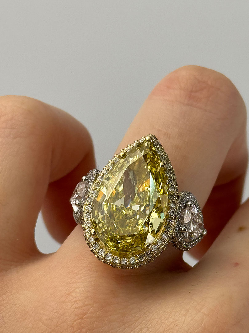 15ct Yellow Pear Lab Diamond Ring - Image 2