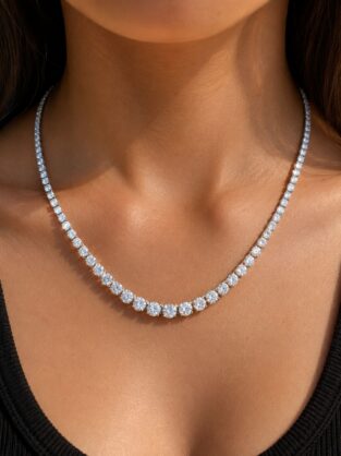 22ct Graduated Lab Diamond Tennis Necklace 9ct White Gold