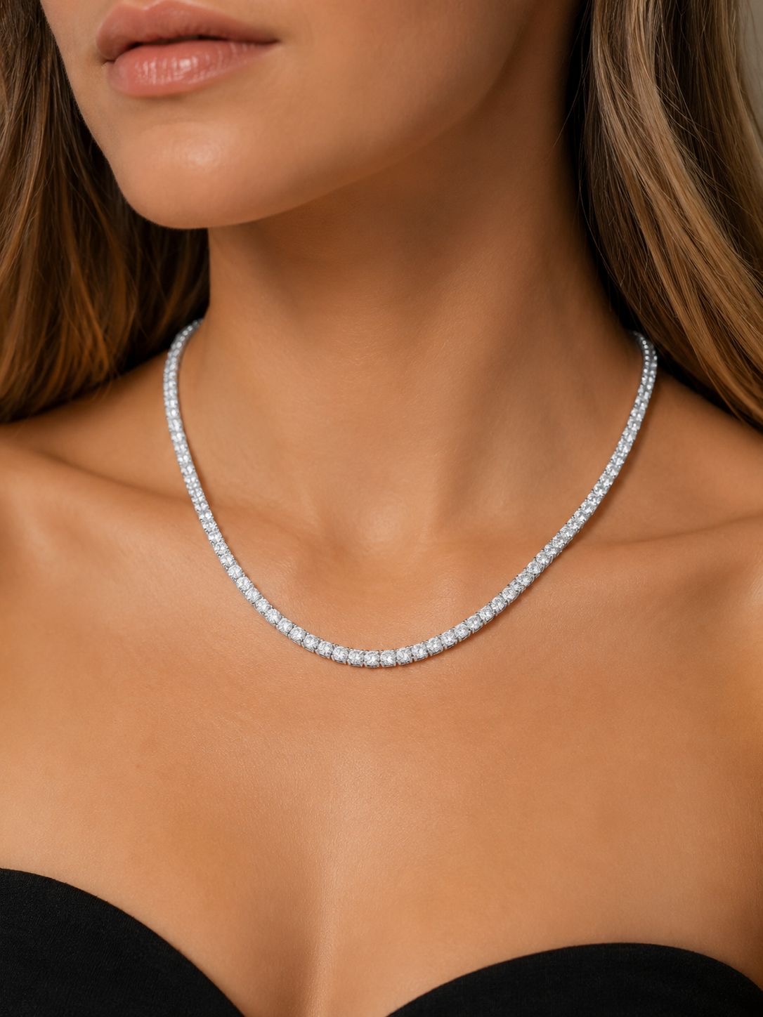 10ct Lab Diamond Tennis Necklace Set in 9ct White Gold