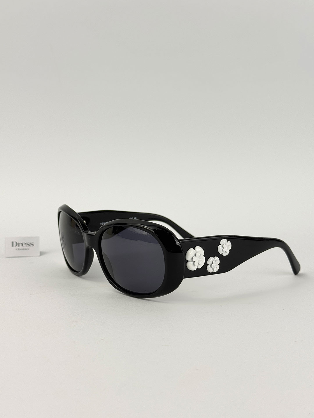 Chanel Black with White Camellia Flower Sunglasses - Dress
