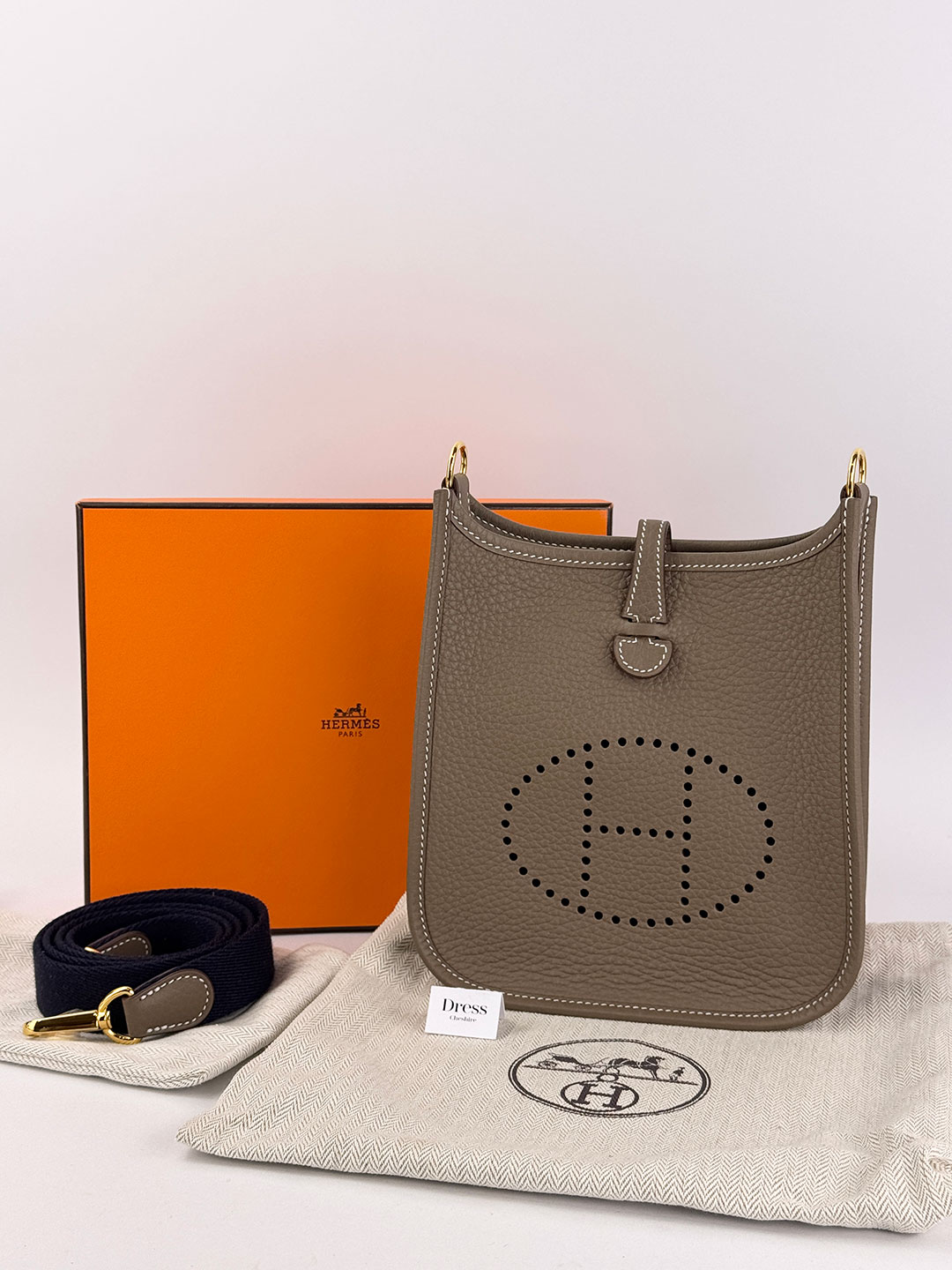 Hermes Mini Evelyne 16 Etoupe Blue GHW - Image 2