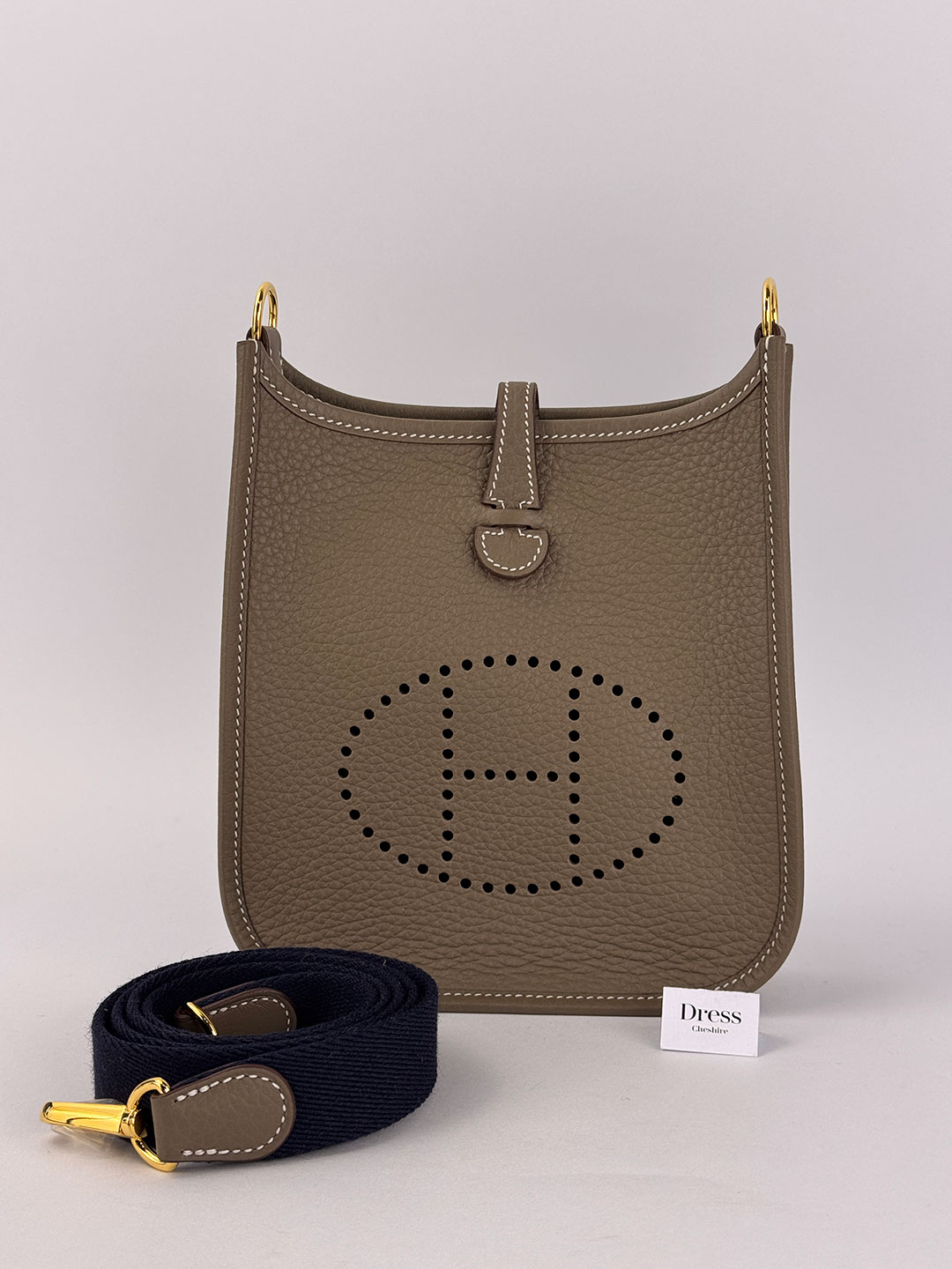 Hermes Mini Evelyne 16 Etoupe Blue GHW