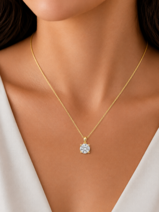 4ct Lab Diamond Pendant 9ct Yellow Gold Necklace
