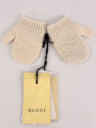 Gucci Baby Ecru Wool Mittens