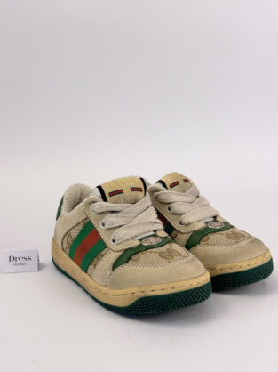 Gucci Leather & Canvas Screener Trainers Kids Size 21 Boxed