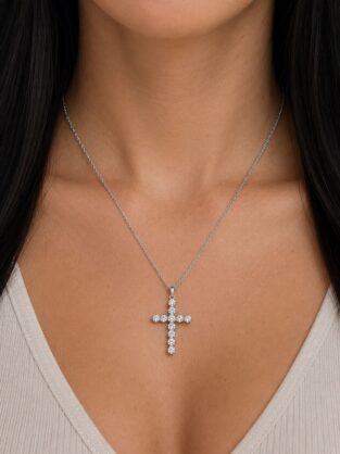 3ct Tiffany Style Lab Diamond Cross Necklace 9ct White Gold