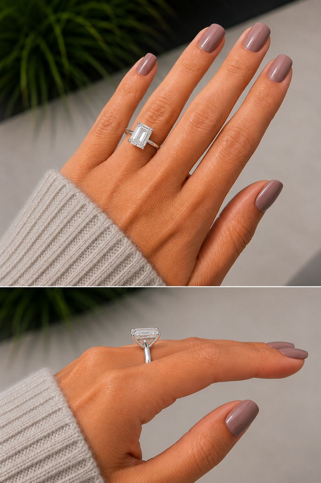 5ct Emerald Cut Lab Diamond Solitaire 9ct White Gold Ring - Image 2