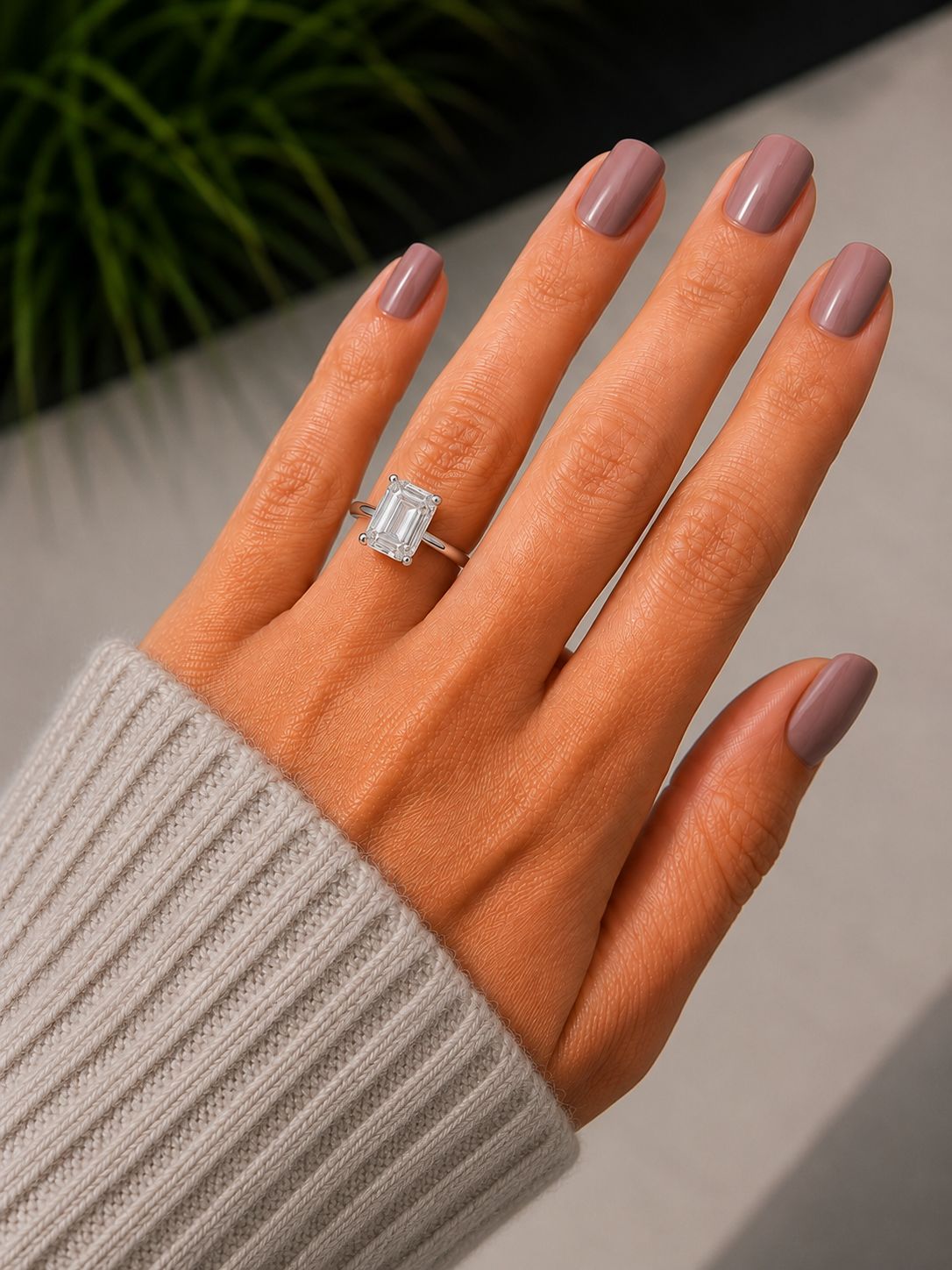 5ct Emerald Cut Lab Diamond Solitaire 9ct White Gold Ring