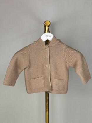Bonpoint Beige Knitted Cardigan With Hood Size Age 2