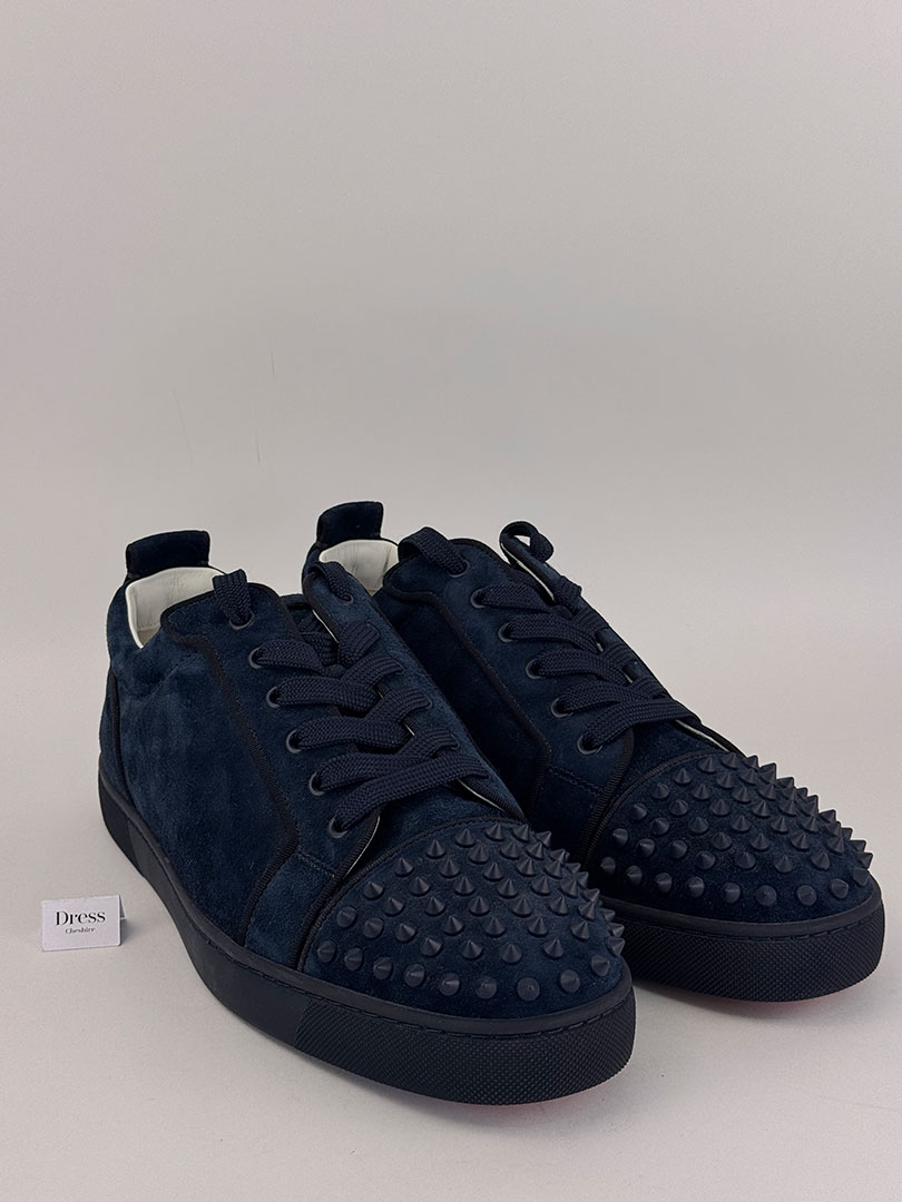 Christian Louboutin Louis Spike Trainers in Navy Suede Size EU 44