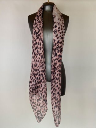 MCQ Silk Pink and Black Animal Print Scarf