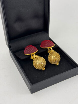 Laurence Coste Red and Gold Earrings