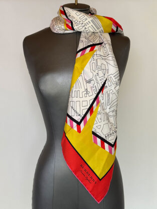 Burberry Yellow & Red London Print Silk Scarf