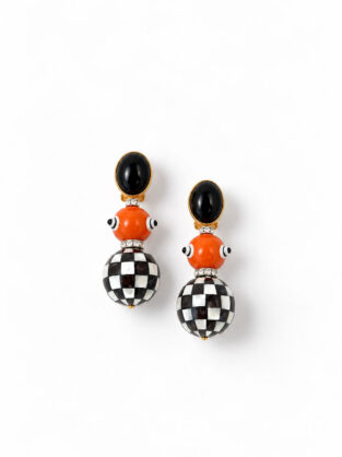 Laurence Coste Orange & Checkmate Earrings