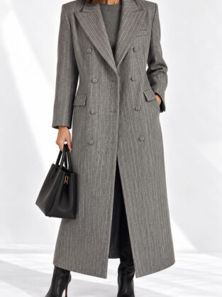 Rue Sloane London Grey Striped Maxi Jacket Size XS