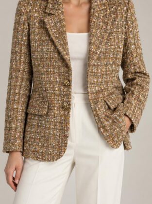 Self-Portrait Gold & Brown Tweed Blazer Size 10